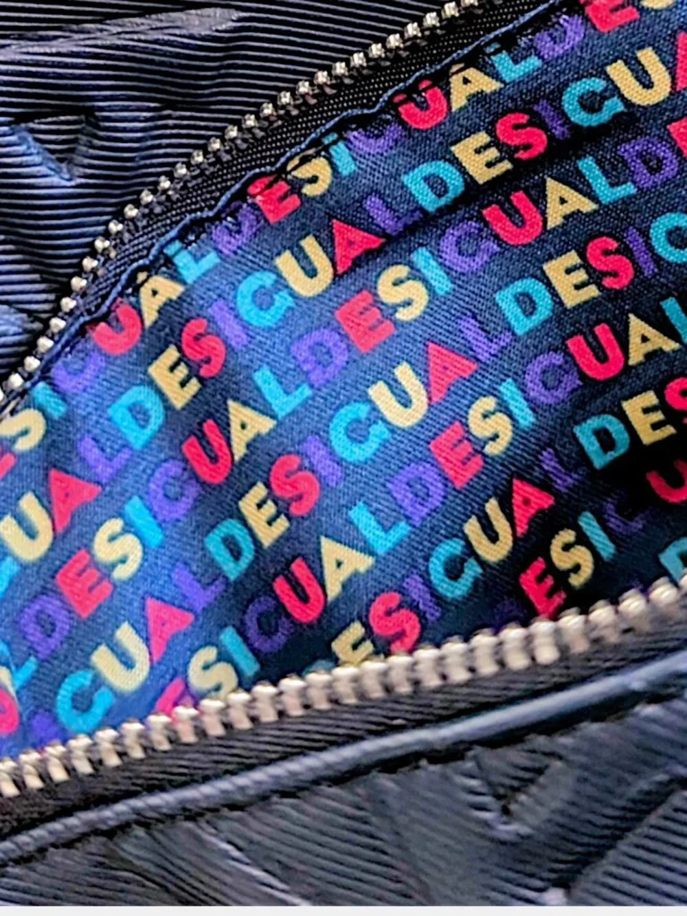 Desigual navy fairy minimalist faux leather embossed medium rucksack backpack